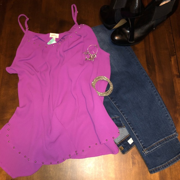 Pixley Stud Detail Purple Blouse - Picture 2 of 5